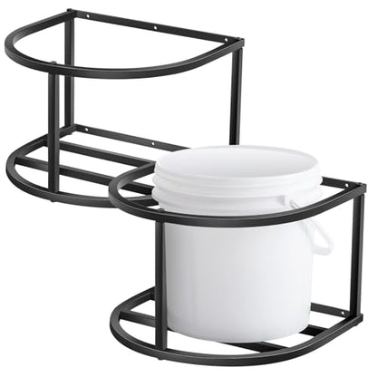 2 Pcs Bucket Holder 5 Gallon Horse Feed Pail Wall Mount 15.5" x 14.5" x 10" for Horse Livestock Water (Bucket Not Included)