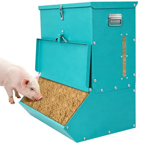 2 Door Pig Feeder, Hog Feeder, Metal Piglet Feeder Suitable - size: 3.7 Bushel