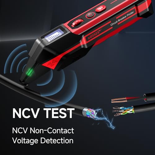 NOYAFA NF-824 Circuit Breaker Finder with LCD Display & GFCI Outlet Tester | Rechargeable NCV AC Electric Tester Circuit Tracer Tool with Flashlight & Adjustable Sensitivity