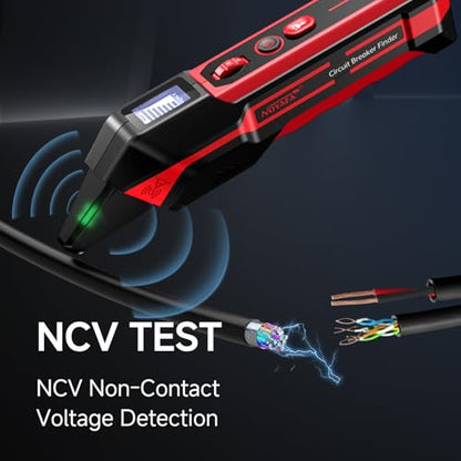 NOYAFA NF-824 Circuit Breaker Finder with LCD Display & GFCI Outlet Tester | Rechargeable NCV AC Electric Tester Circuit Tracer Tool with Flashlight & Adjustable Sensitivity