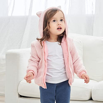 Newborn Infant Baby Boys Girls Cartoon Fleece Hooded Jacket Coat with Ears Warm Todder Kids Outwear Coat Zipper Up 0-6Y - color: White, size: 12-18 Months