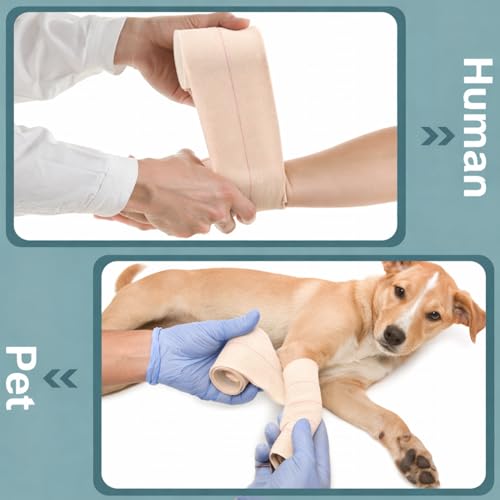 Nuanchu 2 Rolls Adhesive Elastic Tape Bandage Wrap,4 Inch Wide, Apricot - color: Beige, size: 4 Inch Wide