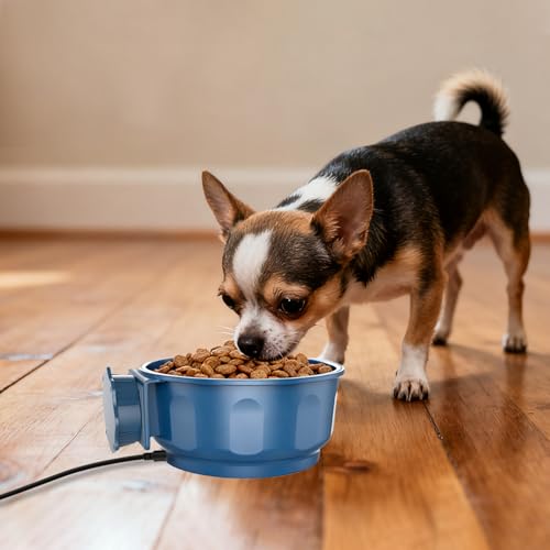 Small Heated Pet Water Bowl Indoor, 0.6L Winter Heating Water Bowl with USB Cable, Food Thermal Dish for Small Dogs Cats Rabbits, Hangable, Blue - size: 0.6L