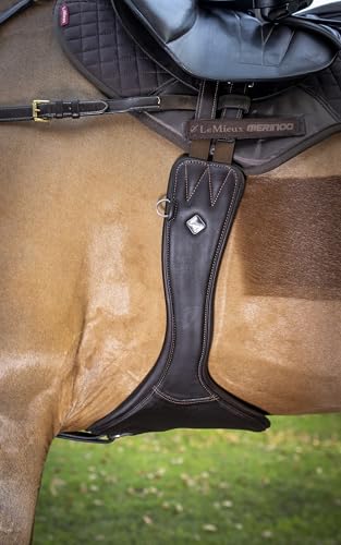 LeMieux Gel-Tek Anatomic Jumping Girth - Contoured Shape - Dynamic Gel and Ultra Soft Leather - color: Brown, size: 105cm/42"