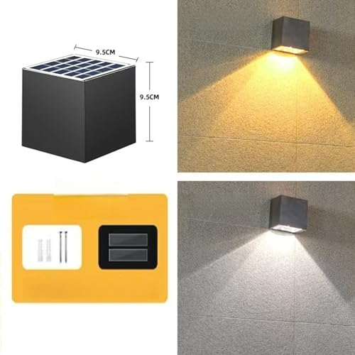 ASLIDECOR Solar Fence Lights Outdoor Waterproof, 2 Modes (Warm/Cool White), IP65 Deck Post Lights, Auto Dusk to Dawn, Easy Install for Railing Patio Garden Stairs (2 Pack)