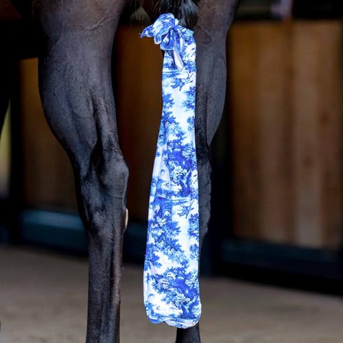 Jeffers Lycra Horse Tail Bag 24"– Stretchy Lycra Material, Breathable Tail Protector, Fast Drying Fabric, Braided Ties, Tail Wrap Cover for Grooming, Stable, Travel & Show Ready Use- Equestrian Toile - color: Equestrian Toile
