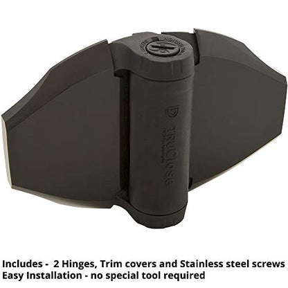 D&D Technologies TCHD2S3BTS TruClose Heavy Duty Gate Hinges, for Self Closing Wood or Vinyl Gates up to 154 Pounds, with No Alignment Legs, for Square Gate Frame and Post, Black, 2 Count - size: Adjustable gate gap: 3/8”–7/8” gate frame to post