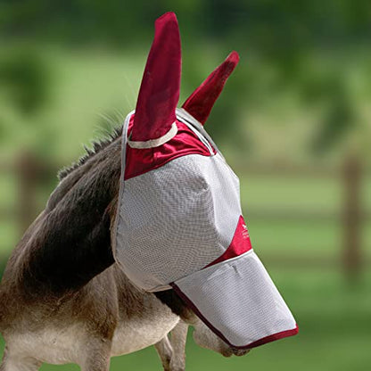 Harrison Howard Mule Donkey Fly Mask Full Face Protection with Nose Cover - color: Red, size: Medium