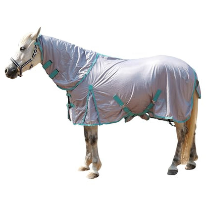 Horse Fly Sheet with Removable Neck Cover & Belly Wrap, Fine Mesh - color: Grey, size: 81