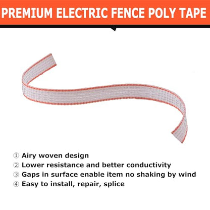 Electric Fence Tape 1/2 inch, Electric Fence Poly Tape 6ss Conductors 1312' - color: 0.5 in, size: 1312 FEET
