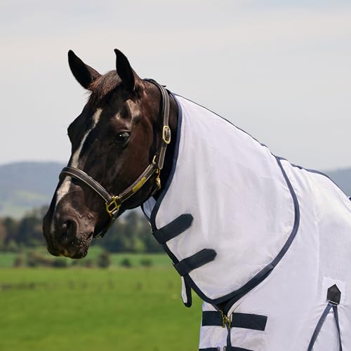 Saxon Mesh with Belly Wrap Fly Sheet Combo, White/Navy, 78" - color: White/Navy, size: 78"