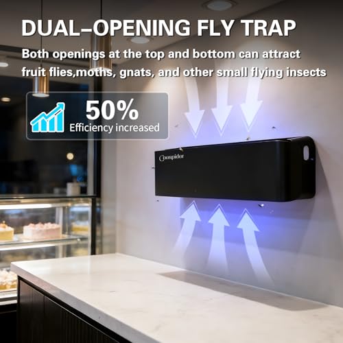 Fruit Fly UV Light Trap Indoor Commercial for Restaurants Bug Zapper 2 PCS - style: 2pack-Black-w/10 Sticky Glue Boards