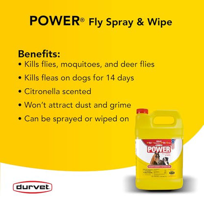Durvet Fly 003-1021 699757 Power Fly Spray and Wipe for Horses, Gallon