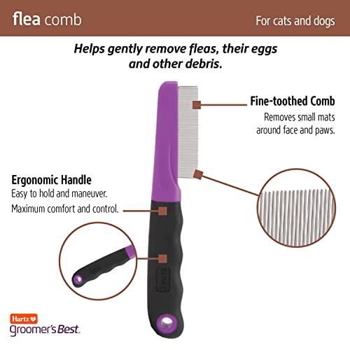 Hartz Groomer's Best Flea Comb for Dogs and Cats, Fine-Toothed Gentle Pet Comb for Detangling or Dematting Face & Paws (Pack of 1) - size: 1 Count (Pack of 1)