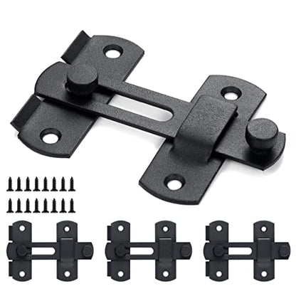 4 Packs Matte Black Stainless Steel Barn Door Latch flip Door Latch - color: Matte Black