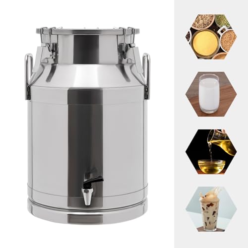 30L Stainless Steel Milk Can, Heavy Duty Food Storage & Transport Container for Dairy, Wine, Grains, Ideal for Home, Farm & Commercial Use, With a Faucet - size: 7.93Gallon