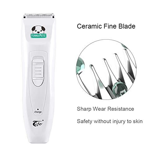 Dog Clippers Low Noise for Grooming, Electric Pet Shaver with USB Rechargeable, Dog Grooming Clippers Dog Shears for Small Medium Large Dogs Cats,White