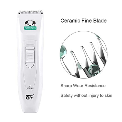 Dog Clippers Low Noise for Grooming, Electric Pet Shaver with USB Rechargeable, Dog Grooming Clippers Dog Shears for Small Medium Large Dogs Cats,White