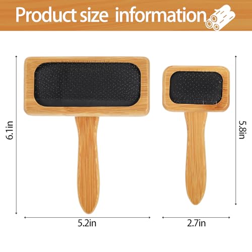 4 PCS Wool Carders, Wooden Hand Carders for Wool, Needle Felting Brush, Slicker Brush with Solid Wood Handle for Craft Felt Project, Dogs, Cat, 2 Sizes