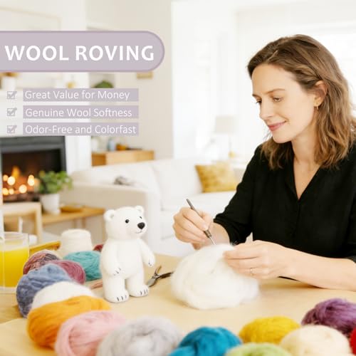 3.4oz Needle Felting Wool Light Gray for DIY Needle Craft Enthusiasts - color: Light gray