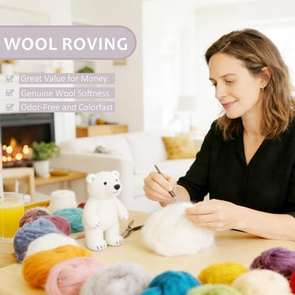 3.4oz Needle Felting Wool Light Gray for DIY Needle Craft Enthusiasts - color: Light gray
