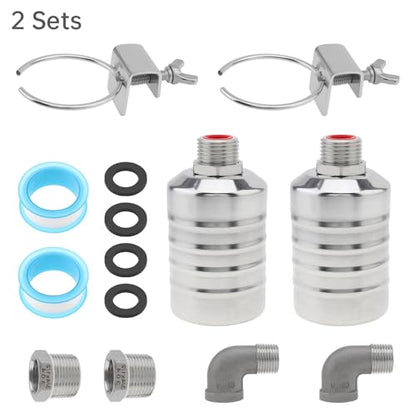 2pcs Water Float Valve Automatic Water Level Control Valve 1/2in to 3/4in | 304 Stainless Steel Auto Shut Off for Fish Tank Swimming Pool Livestock Trough - style: Style 2