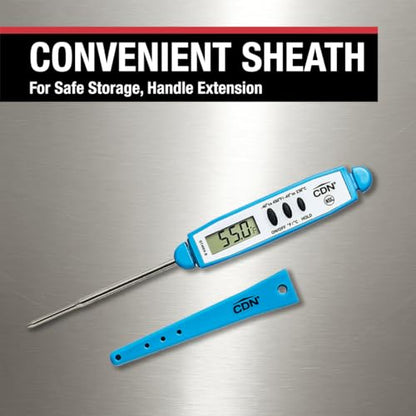 CDN ProAccurate® Instant Read Digital Pocket Thermometer for Meat, Cooking with 2.5mm Reduced Tip, Stainless Steel Stem, Fast Accurate Readings, Blue (DT450-B) - color: Blue