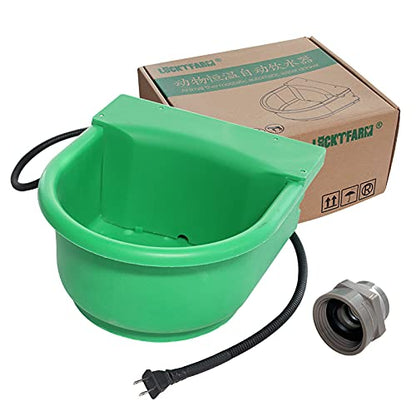 Automatic Heated Dog Water Dispenser Bowl 5L 100W for Livestock | US Plug chew‑proof Cord in Winter Outdoor Chicken Waterer with Thermostat & float valve for Horses Sheep livestock Poultry