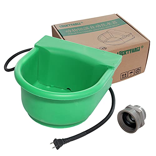 Automatic Heated Dog Water Bowl 1.3Gal 100W Outdoor for Chicken | US Plug chew‑proof Cord in Winter freezing temperatures water trough with float valve for Horses Sheep livestock Poultry