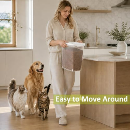 5-10 Lbs Airtight Cat Dog Food Storage Container, 8QT Compact Pet Food Bin - color: Bright White