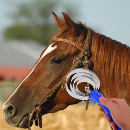 FAVOMOTO 2PCS Stainless Steel Curry Comb Horse Brush, Reversible Curry Comb Horse Grooming Supplies Shedding Brush for Livestock Cow Sheep Dog Goat (Random Color)