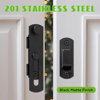 Flip Latch Gate Latch, Barn Door Lock, Door Latches for Top of Door, Barn Wood Fence, Backyard, Cabinet, Heavy Duty 201 Stainless Steel Gate Hardware Black
