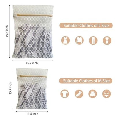 6Pcs Durable Honeycomb Mesh Laundry Bags for Delicates (3L 3M) White - color: White