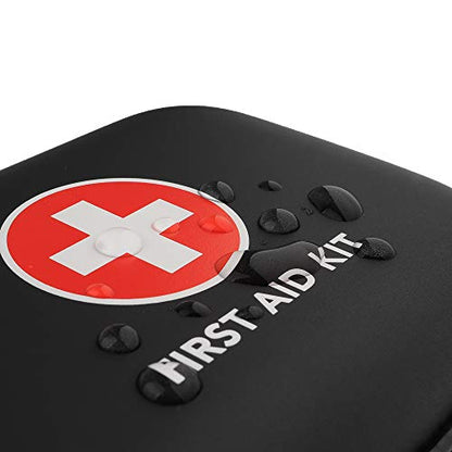 Mini First Aid Kit, 100 Pieces Water-Resistant Hard Shell Small Case - Perfect for Travel, Outdoor, Home, Office, Camping, Hiking, Car (Black) - color: Black