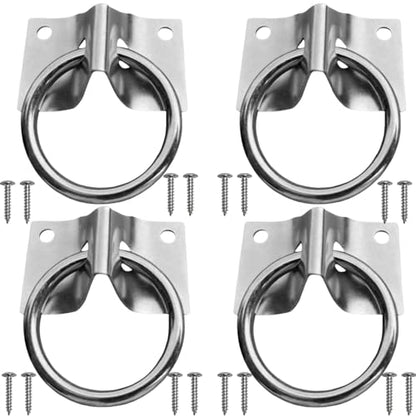 4PCS Cross Tie Ring for Horse, Stainless Steel Wall Mount Horse Tie Ring for Tie Down Horse Barn Supplies,with Screws