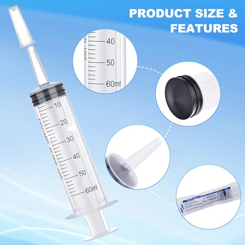60ml Disposable Luer Slip Syringes Without Needles, 10-Pack - style: 60ml