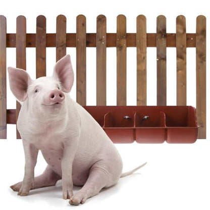 DOITOOL Pig Feeder 4 Compartment Pig Trough Plastic Fence Goat Feeder Livestock Feeding Container Pets Animal Farm Supplies - color: Brown, size: 46x14cm