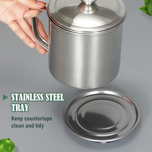 Bacon Grease Container with Strainer 42 oz for Kitchen Saver with Tray - size: 42oz