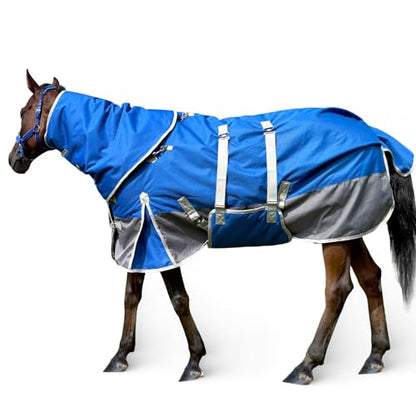Horse Blankets for Real Horses Winter Horse Turnout Blanket Waterproof 1200D 260g Medium Weight Horse Blanket with Neck Cover Detachable - size: 72in