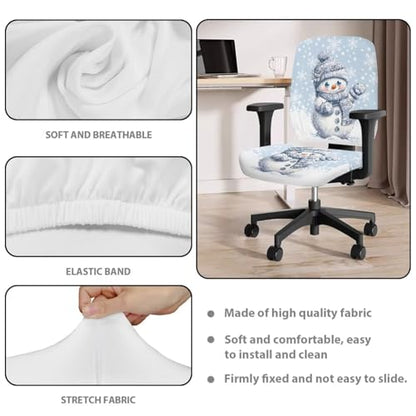 2 Piece Office Chair Cover Set Washable Computer Chair Slipcovers Christmas Snowman Soft Stretchable Breathable Swivel Armchairs Slipcover Modern Office Home Decor Sweet Gifts - color: Blue Snowman