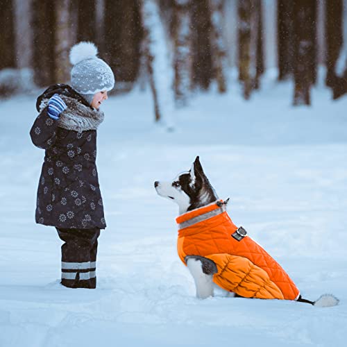 Lelepet Dog Coat Warm Dog Winter Coat Waterproof Dogs Jacket with Harness - color: Orange, size: X-Small