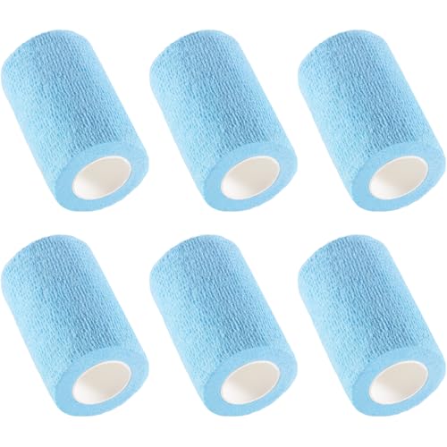 IndigoCase 6 Pack Self Adhesive Bandage Wrap 3 Inch x 5 yd Elastic Tape - color: Skyblue, size: 3 Inch - 6 Pack