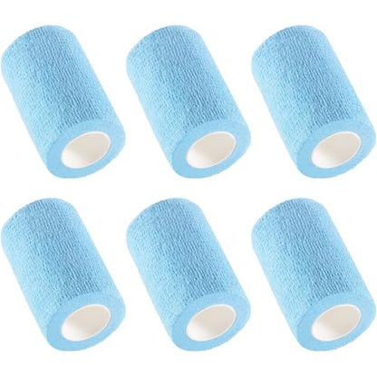 IndigoCase 6 Pack Self Adhesive Bandage Wrap 3 Inch x 5 yd Elastic Tape - color: Skyblue, size: 3 Inch - 6 Pack
