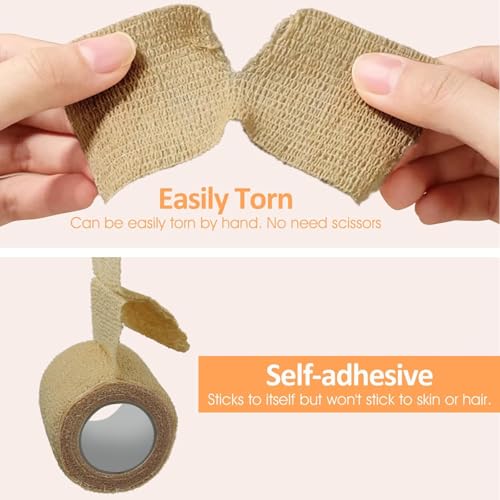 BIRDDIE 39 Packs 1"/2"/3" Skin Tone Self Adherent Bandage Wrap | Non-Woven Self Adhesive Bandage Wrap for Thumb Finger Wrist Ankle Wounds Vet Wrap Bandages Tape Athletic Tape - color: Skin Bandage-39