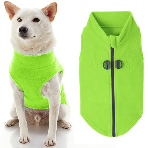 Gooby Zip-Up Fleece Dog Sweater, Lime, X-Small - color: Lime, size: X-Small chest (~11")