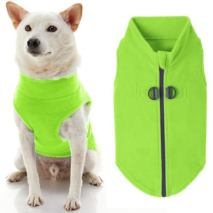 Gooby Zip-Up Fleece Dog Sweater, Lime, Small - color: Lime, size: Small chest (~13.5")