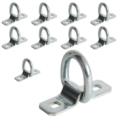 DC Cargo Mall 10 D-Ring Tie-Down Anchors, 3/8" Strong Steel D-Rings for Loads on RV Campers, Trucks, Trailers, Boats, Vans; Heavy Duty D-Ring Tie-Downs for Kayaks, Motorcycles, Deliveries, ATVs