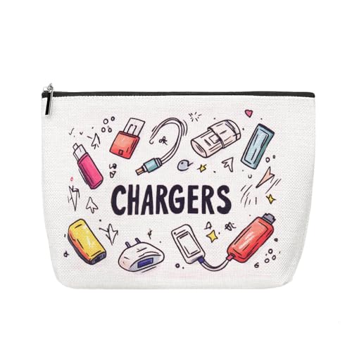 ShiQiao Spl Cable Organizer Bag Travel Accessories for Women Men Birthday Christmas Gifts for Daughter Son Friend Chargers Cable Storage Travel Makeup Bag Organizer Cosmetic Pouch Bags with Zipper - style: White Charger