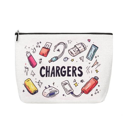ShiQiao Spl Cable Organizer Bag Travel Accessories for Women Men Birthday Christmas Gifts for Daughter Son Friend Chargers Cable Storage Travel Makeup Bag Organizer Cosmetic Pouch Bags with Zipper - style: White Charger