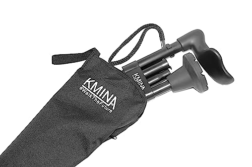 KMINA Folding Walking Cane for Women and Men, Palm Grip, Right Hand, Black - style: Right
